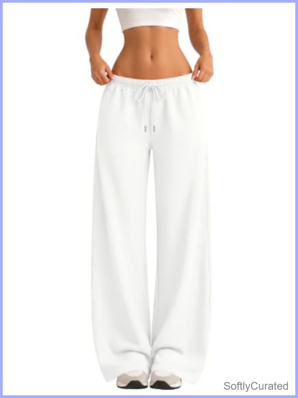 Wide Leg Sweatpants Fleece Lined Cotton Blend Drawstring Jogger Lounge Pants